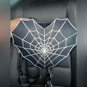 Mad engine spider web heart shaped Halloween backpack